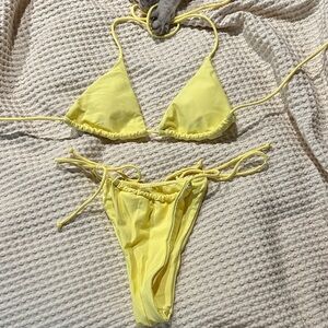 Amazon Yellow Triangle Tie Bikini Set